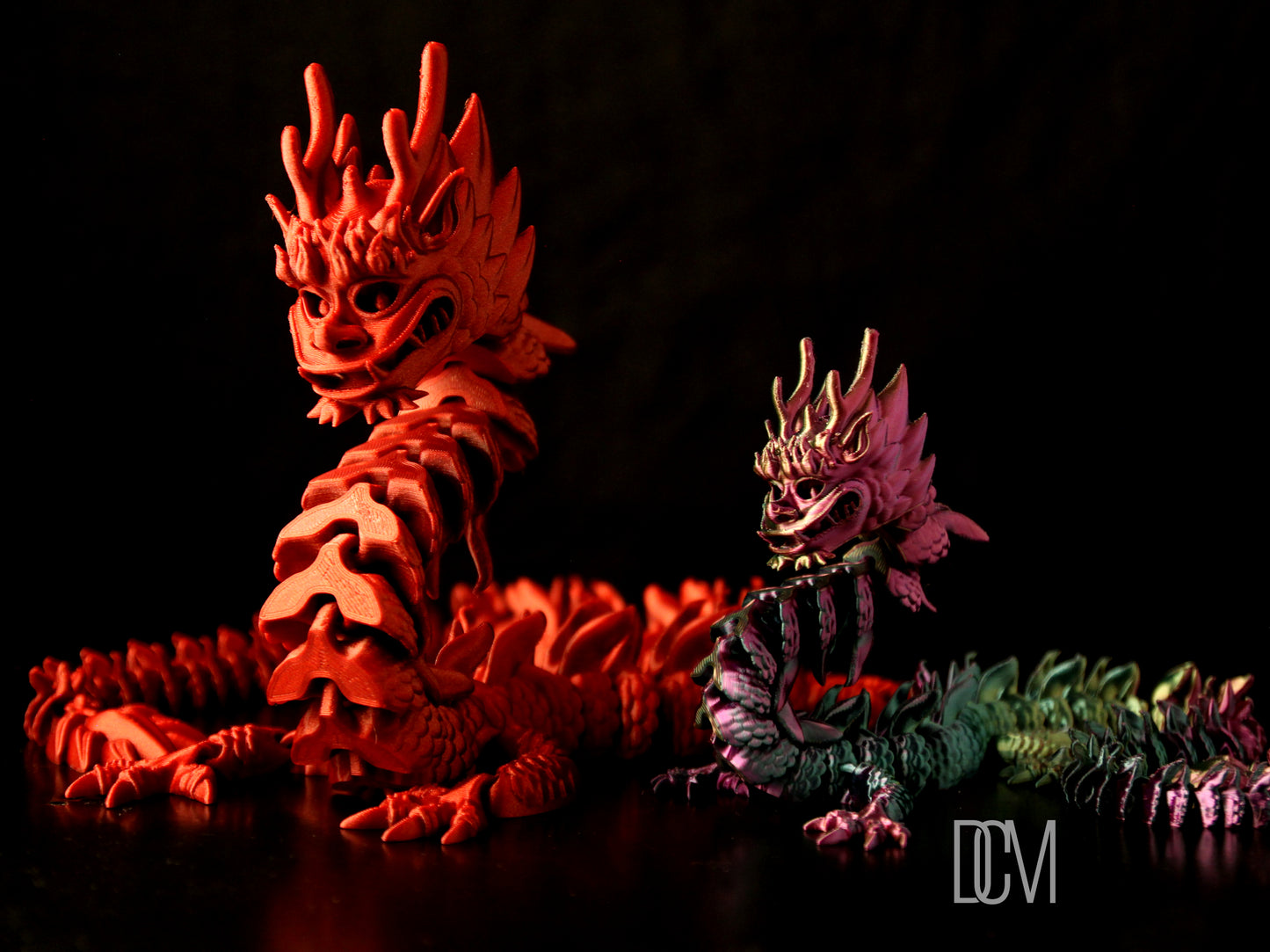 Articulating Imperial Dragon Fidget Toy 3D-Printed in 3 sizes