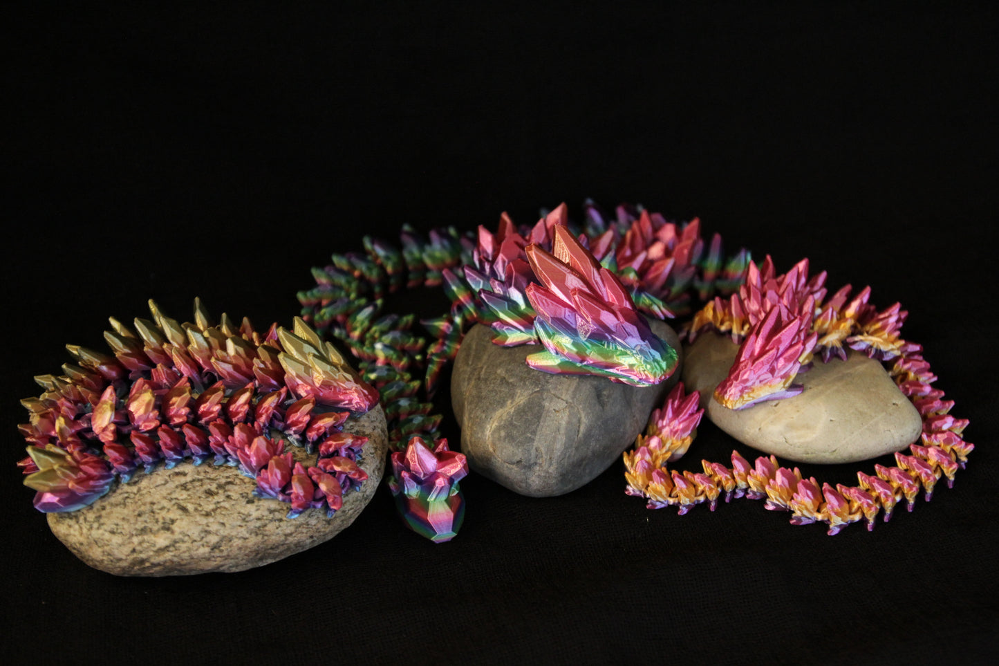 Articulating Fidget Crystal Dragons Smooth Gemstone in Rainbow Colours