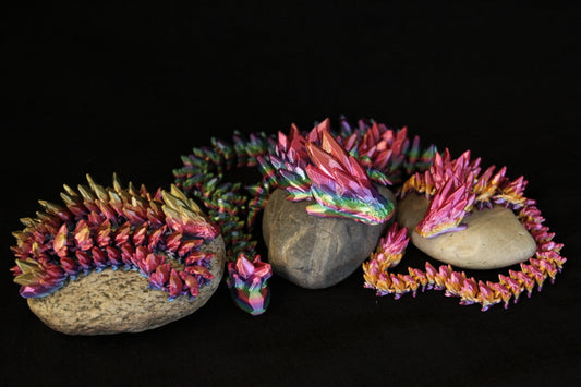 Articulating Fidget Crystal Dragons Smooth Gemstone in Rainbow Colours